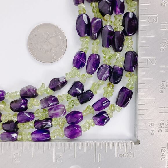 Signed Jay King DTR Amethyst Peridot Sterling Silver Multi Strand Necklace - Picture 9 of 16